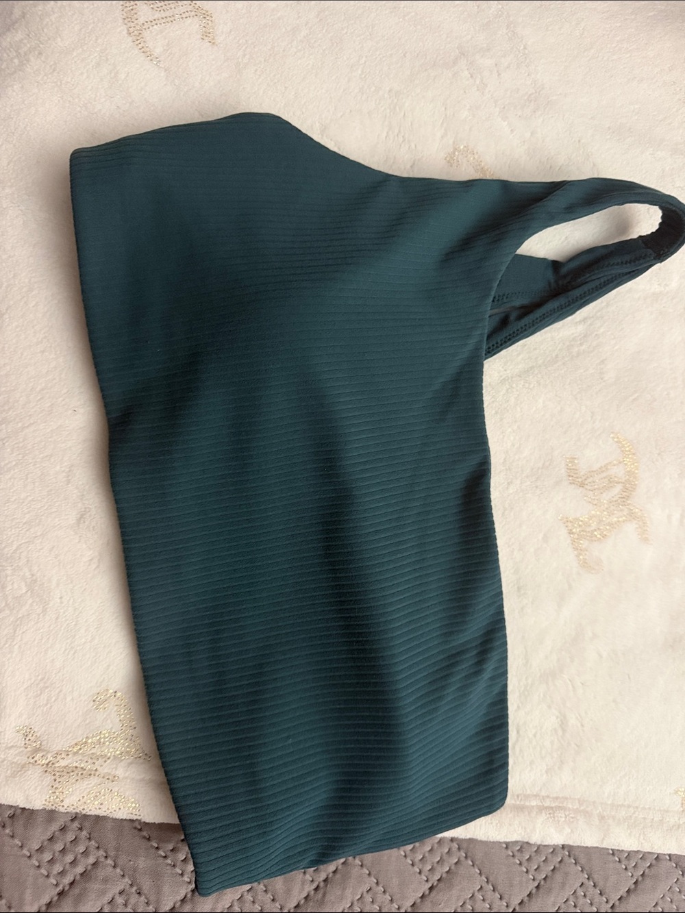lululemon athletica teal ribbed one-shoulder crop top